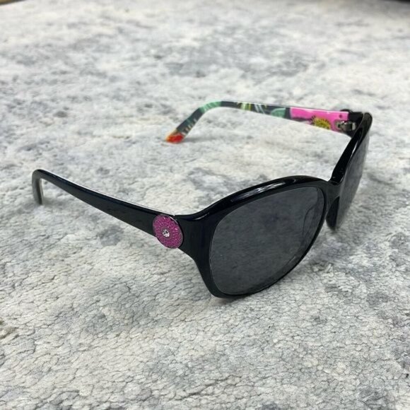 Vera Bradley VB Layla Sunglasses Flower Floral Side Black Jazzy Blooms - Picture 2 of 12
